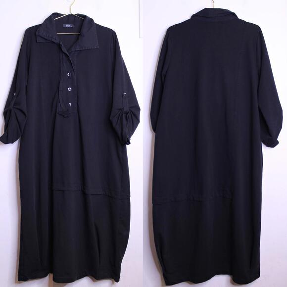 Dresses & Skirts - BIZE Black Button Front Modern Maxi Dress - Small